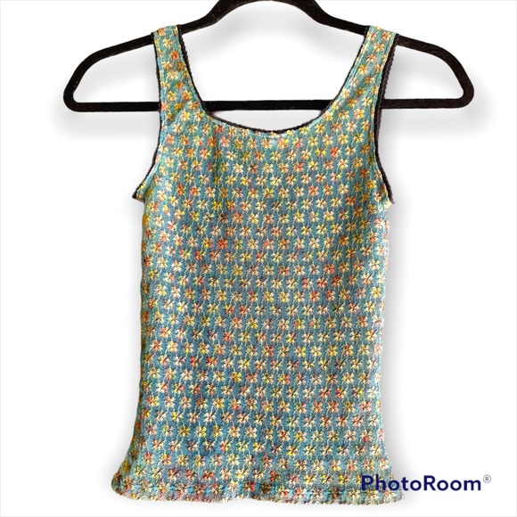 Only Hearts NYC Helena Stuart Mesh Tank Top Lace Multi Color Flower Embroidery - Picture 4 of 9